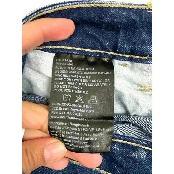 Southpole Blue Skinny Jeans Denim Moto Biker Stretch 32x32 Mens - Picture 10 of 11